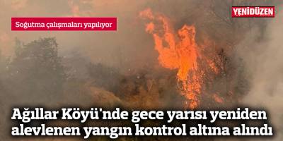 Ağıllar Köyü'nde gece yarısı yeniden alevlenen yangın kontrol altına alındı