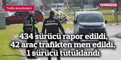 434 sürücü rapor edildi, 42 araç trafikten men edildi, 1 sürücü tutuklandı