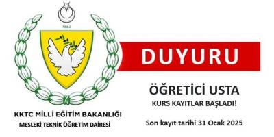 Öğretici Usta kursları için son kayıt 31 Ocak