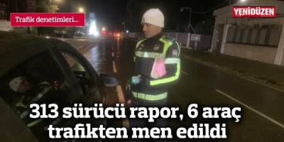 313 sürücü rapor, 6 araç trafikten men edildi