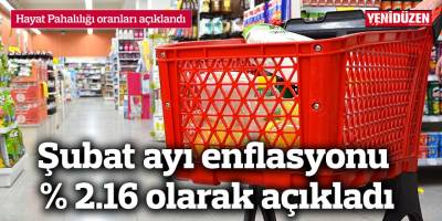 Şubat ayı enflasyonu  % 2.16 olarak açıkladı