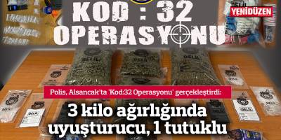 3 kilo ağırlığında uyuşturucu, 1 tutuklu