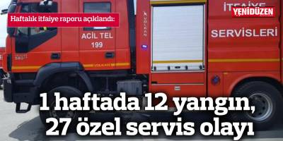 1 haftada 12 yangın, 27 özel servis olayı