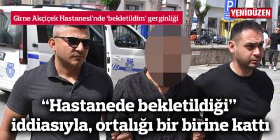 “Hastanede bekletildiğini” öne sürdü, cam kapıyı yangın tüpüyle kırdı