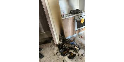 Lefkoşa'da bir evin mutfağında yangın