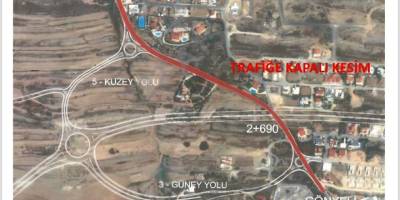 Gönyeli-Boğaz yolu pazartesi gününe kadar trafiğe kapalı