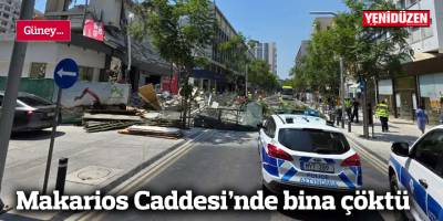 Makarios Caddesi'nde bina çöktü