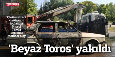 'Çözüm süreci' komisyonu toplantısı öncesi Meclis kapısında 'Beyaz Toros' yakıldı