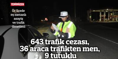 643 trafik cezası, 36 araca trafikten men, 9 tutuklu