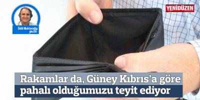 Rakamlar da, Güney Kıbrıs’a göre pahalı olduğumuzu teyit ediyor. Ayrıca, enflasyonda Avrupa şampiyonuyuz