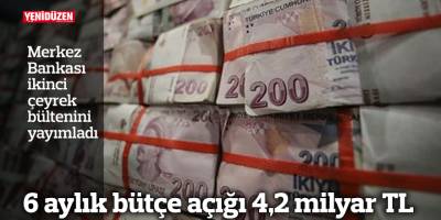 6 aylık bütçe açığı 4,2 milyar TL