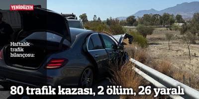 Bir haftada yaşanan 80 trafik kazasında 2 kişi öldü, 26 kişi yaralandı