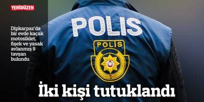 Dipkarpaz’da bir evde kaçak motosiklet, fişek ve yasak avlanmış 9 tavşan bulundu