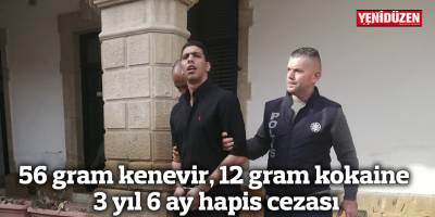 56 gram kenevir, 12 gram kokaine 3 yıl 6 ay hapis cezası