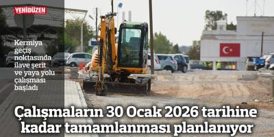 Kermiya geçiş noktasında ilave şerit ve yaya yolu çalışması başladı