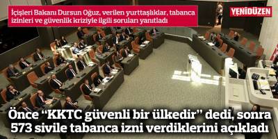 Önce “KKTC güvenli bir ülkedir” dedi, sonra  573 sivile tabanca izni verdiklerini açıkladı