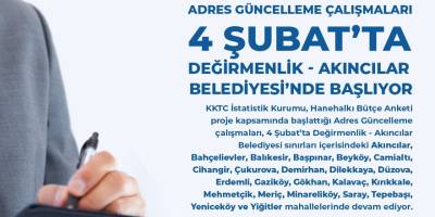 Hanehalkı Bütçe Anket çalışmaları Değirmenlik-Akıncılar Belediyesi sınırları içerisinde devam ediyor