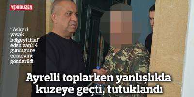 Ayrelli toplarken yanlışlıkla kuzeye geçti, tutuklandı