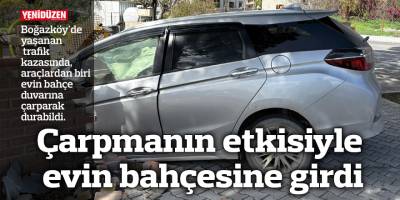 Çarpmanın etkisiyle evin bahçesine girdi