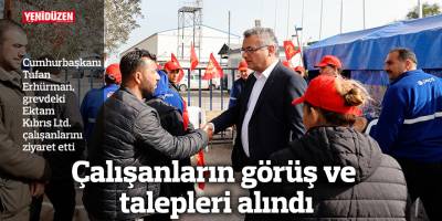 Erhürman, grevdeki Ektam Kıbrıs Ltd çalışanlarını ziyaret etti