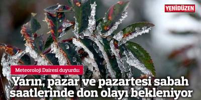 Yarın, pazar ve pazartesi sabah saatlerinde don olayı bekleniyor