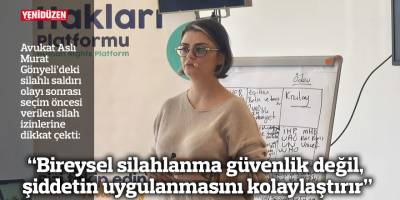 “Bireysel silahlanma güvenlik değil, şiddetin uygulanmasını kolaylaştırır”