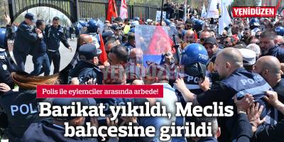 Polis ve eylemciler arasında arbede çıktı