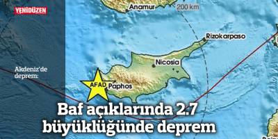 Baf açıklarında 2.7 büyüklüğünde deprem
