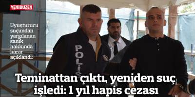 Teminattan çıktı, yeniden suç işledi: 1 yıl hapis cezası