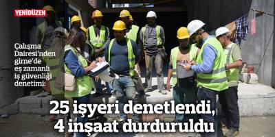 25 işyeri denetlendi, 4 inşaat durduruldu