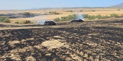 Lefkoşa-Girne ana yolunda araç, Boğaziçi'nde arazi yangını