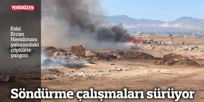 Eski Ercan Havalimanı yakınındaki çöplükte yangın