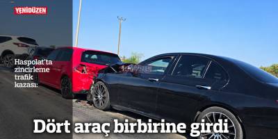 Haspolat'ta kaza: Dört araç birbirine girdi