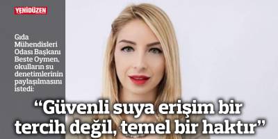 Gıda Mühendisleri Odası, okulların su denetimlerinin paylaşılmasını istedi