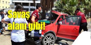 Düz yolda yoldan savruldu, ağaca çarptı