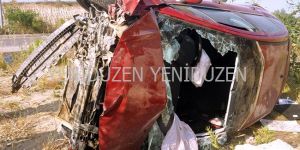 Yoldan çıktı, takla attı