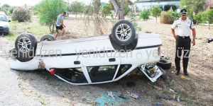 Yoldan çıktı, takla attı…