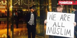 Trump Towerda Hepimiz Müslümanız pankartı