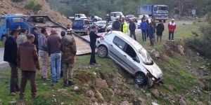 6 metre derinliğindeki dere yatağına uçtu!