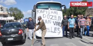 400 araçlık eylemde yolları trafiğe kapattılar