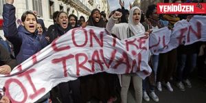 Fransa’da öğrenciler iş reformunu protesto etmek için yine sokakta