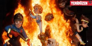 Dev kuklalar yakıldı