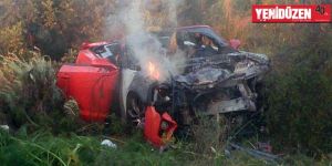 ‘Erbil’ plakalar çarpıştı, bir araç yandı!