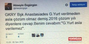 Özgürgün’ün Twitter yanıtı: Asla!