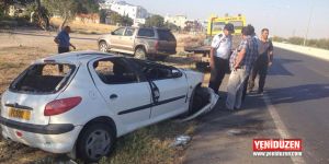 Refüje çarptı, takla attı