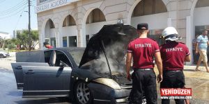 Cumhurbaşkanlığına ait araç yandı