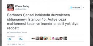 Şansal hakkındaki iddianame reddedildi