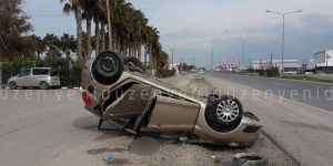 Yoldan çıktı, takla atarak sürüklendi!