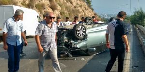 Yoldan çıktı, tavanı üzerinde durabildi…