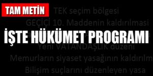 Hükümet Programı mecliste okundu